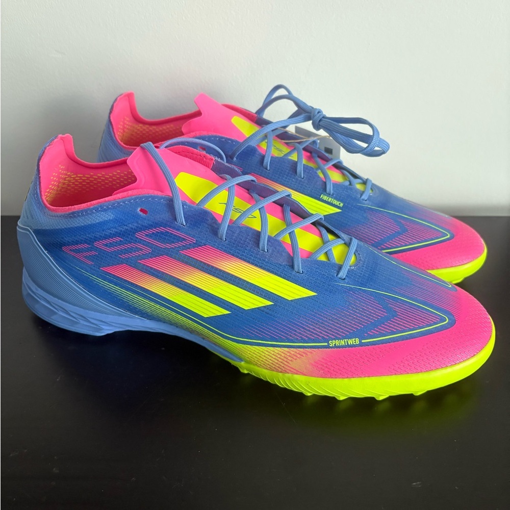 NEW adidas F50 PRO Mens Turf Soccer Shoes Blue Fusion Lucid Lemon IE1219 Size 11